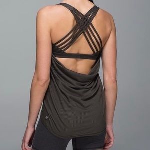 Lululemon Grayish Green open back tank with bra.